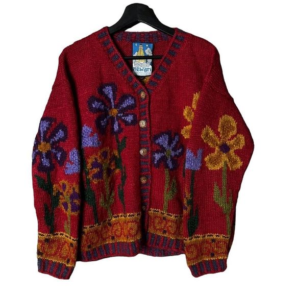 Newari Floral Icelandic Wool Sweater L/XL - Picture 1 of 4
